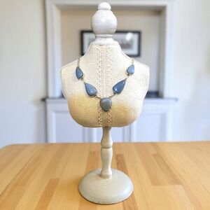 Natural Polished Angelite Stone Necklace With .925 Silver Chain